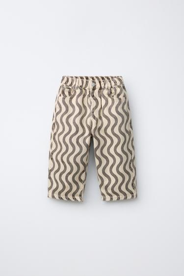 ДЖИНСЫ С ГЕОМЕТРИЧЕСКИМ ПРИНТОМ — ЭКРЮ от Zara