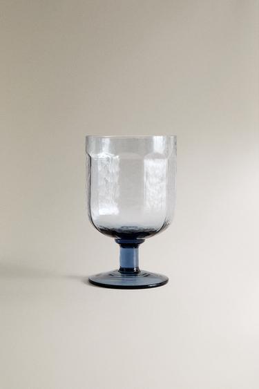TAÇA DE VIDRO MARTELADO - Azul da Zara - Imagem 0