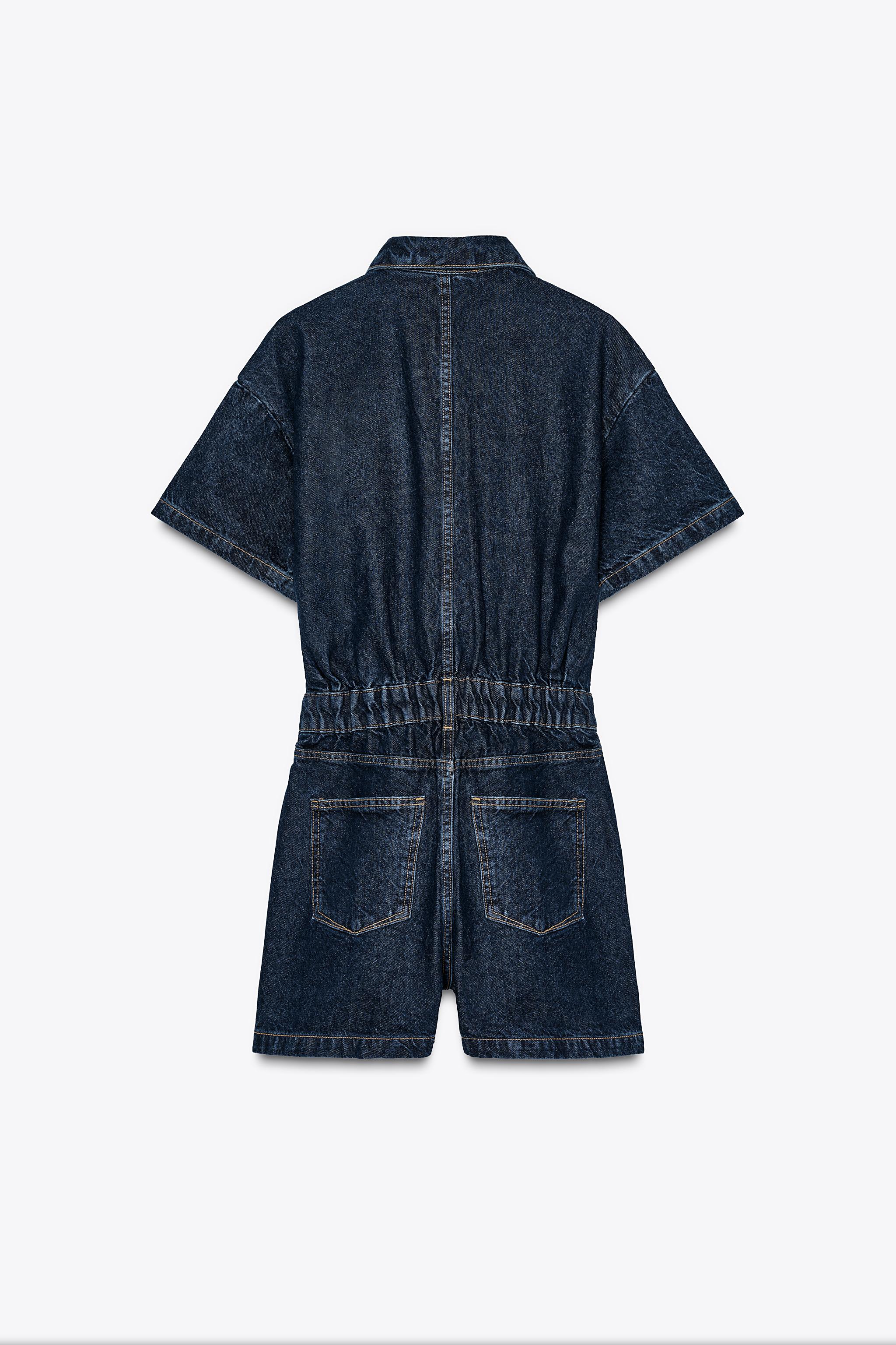 Z1975 SHORT SLEEVE DENIM JUMPSUIT - Blue | ZARA Canada