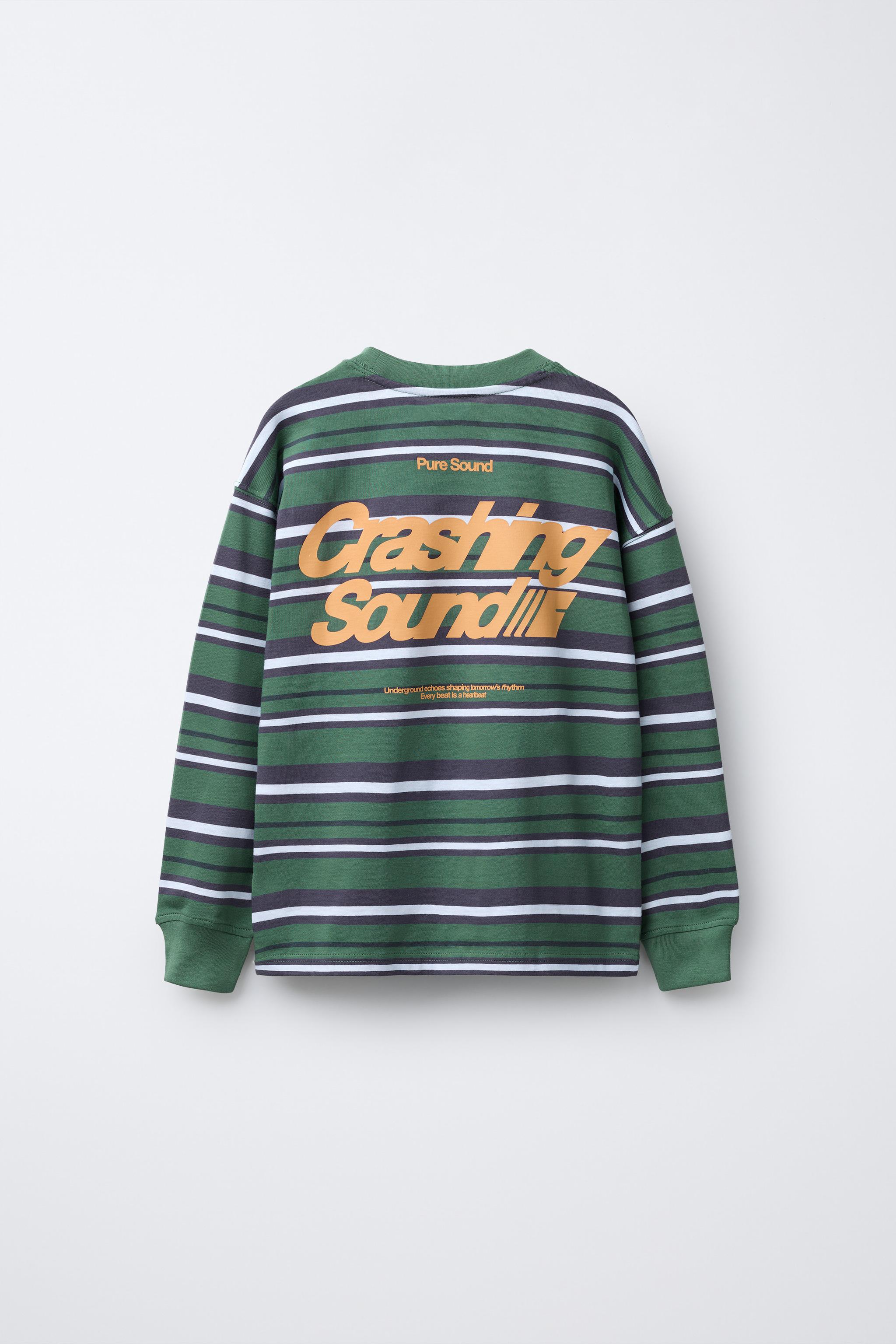 ÇİZGİLİ YAZILI T-SHIRT - YEŞİL | ZARA Türkiye / Turkey