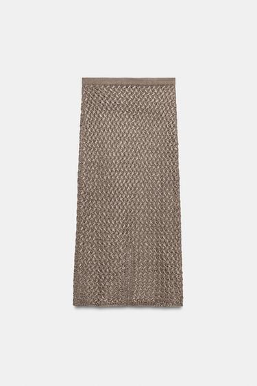 CABLE KNIT MIDI SKIRT - mink brown by Zara - Image 4