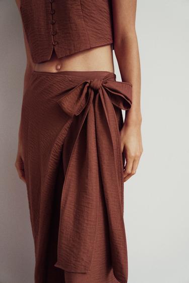 PANTALON PARÉO NŒUD - brique foncée de Zara - Image 2
