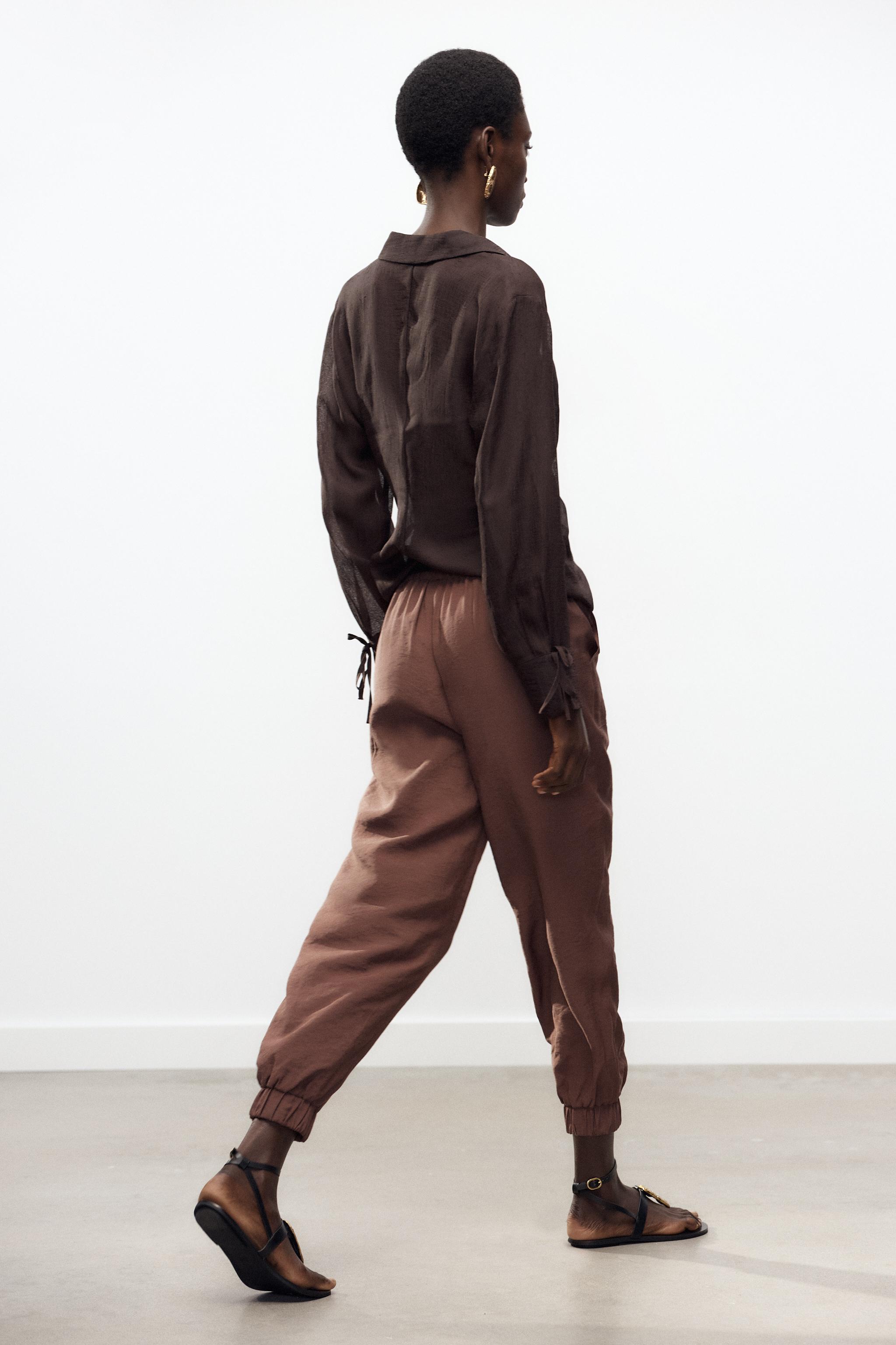 FLOWY JOGGER PANTS - Brown | ZARA United States