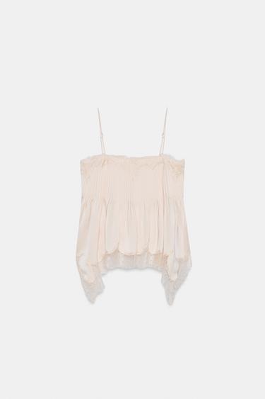 ZW COLLECTION LACE CAMISOLE TOP - Beige-pink by Zara - Image 5