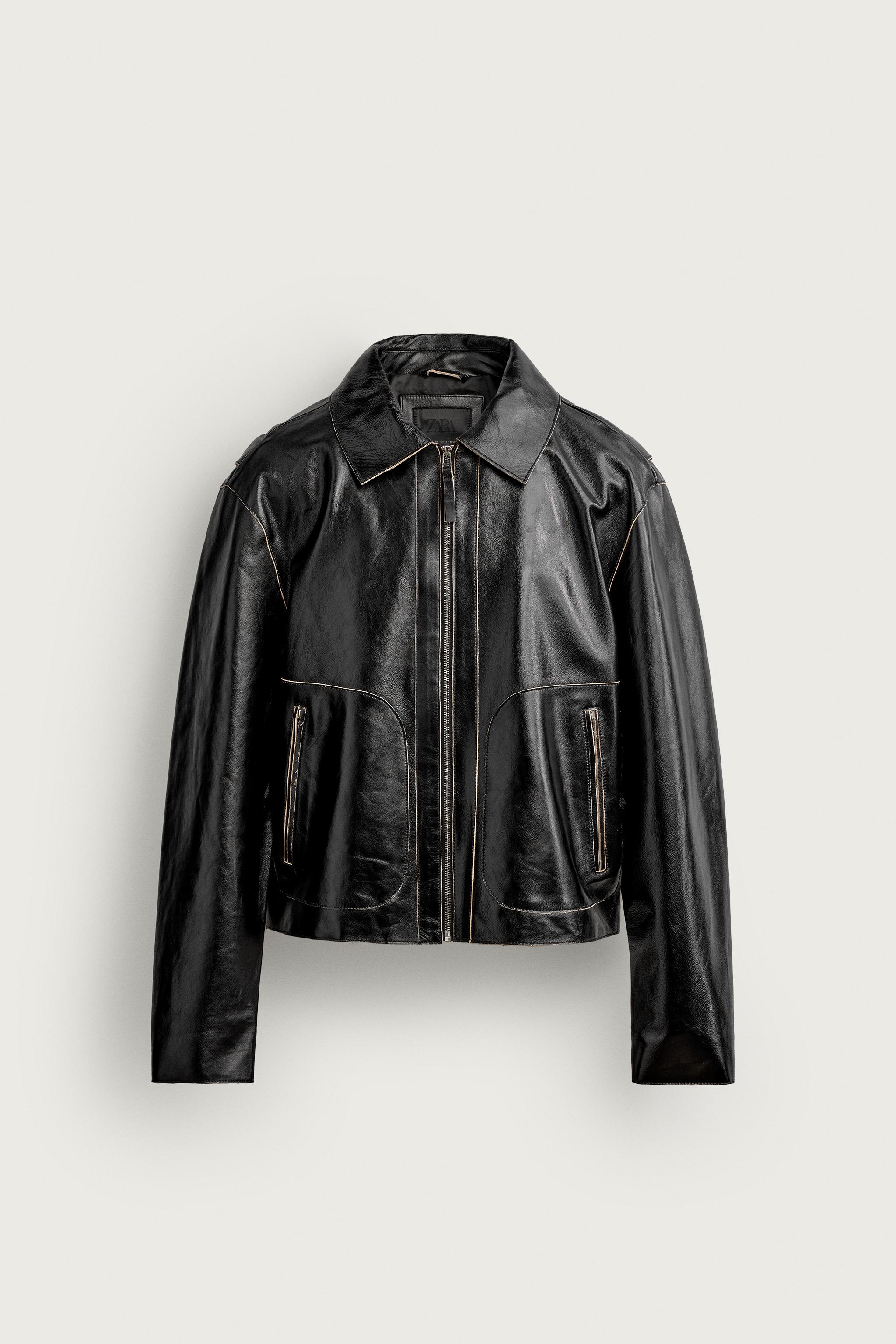 BLOUSON CROPPED FIT CUIR