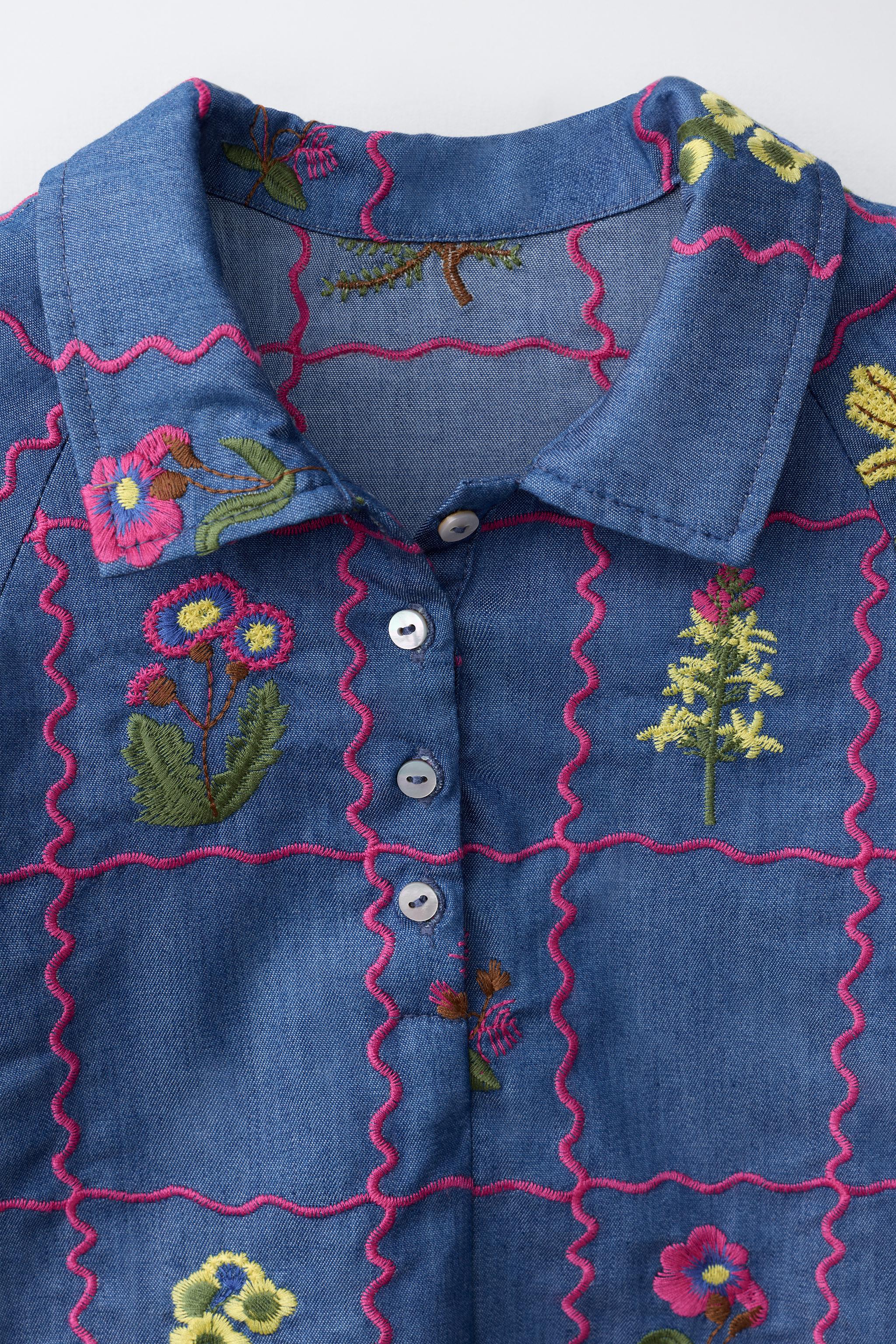 Детские рубашки Zara EMBROIDERED SHIRT — фото 4