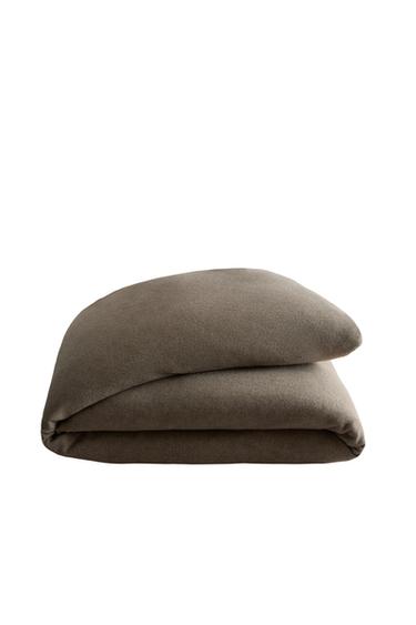 HERRINGBONE WOOL BEDSPREAD - Greenish by Zara