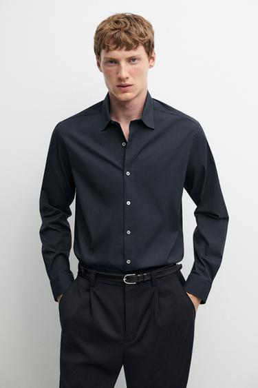 Stretch slim fit shirt — Navy blue 2