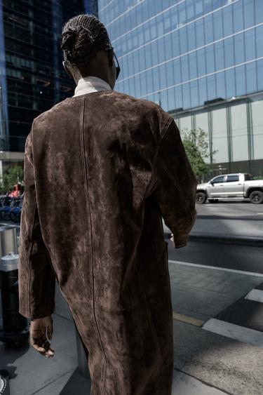 100% LEATHER COAT - Brown by Zara - Image 4