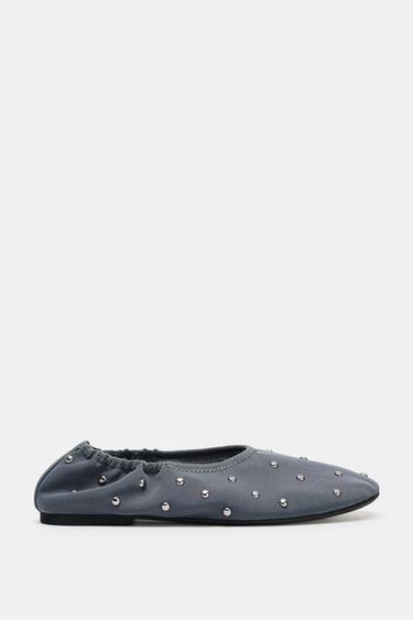 STUDDED BALLET FLATS - Blue by Zara