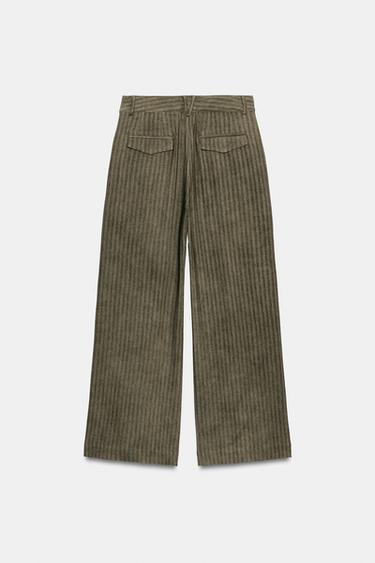 Zara ZW COLLECTION JACQUARD STRIPED PANTS - Mink