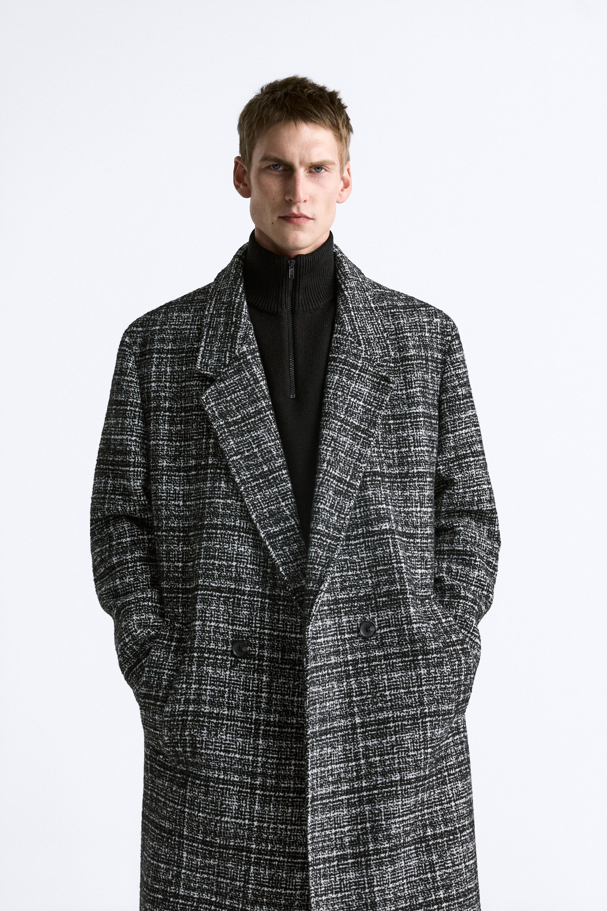 Zara checked double breasted on sale coat