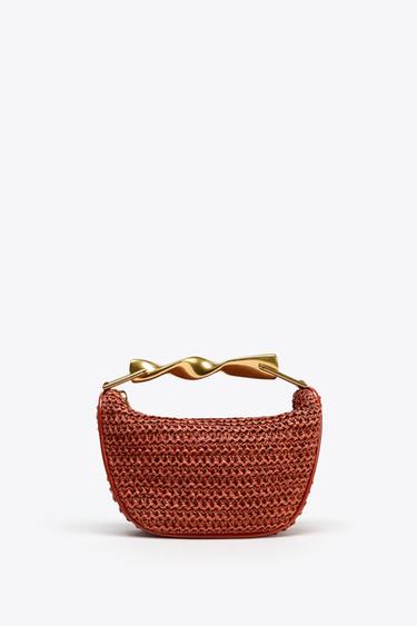 Zara MINI BAG WITH METALLIC HANDLE - Orange