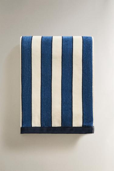 SERVIETTE DE PLAGE RAYURES VELOURS - Bleu moyen de Zara - Image 1