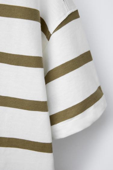 STRIPED T-SHIRT - Khaki by Zara - Image 3
