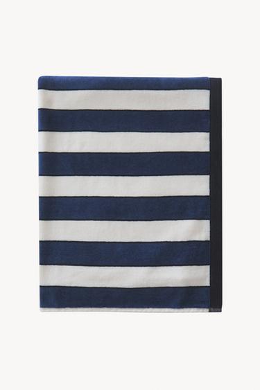 STRIPED BEACH TOWEL - Mid-blue by Zara