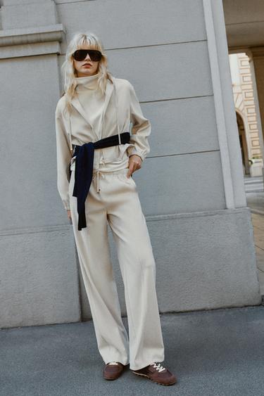 PANTALÓN ANCHO CINTURA ELÁSTICA - Crudo de Zara