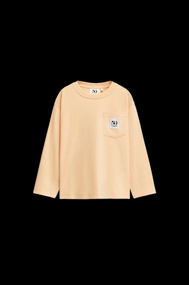 Zara 1/2-6 YEARS/ 50TH ANNIVERSARY LABEL POCKET T-SHIRT - Tangerine