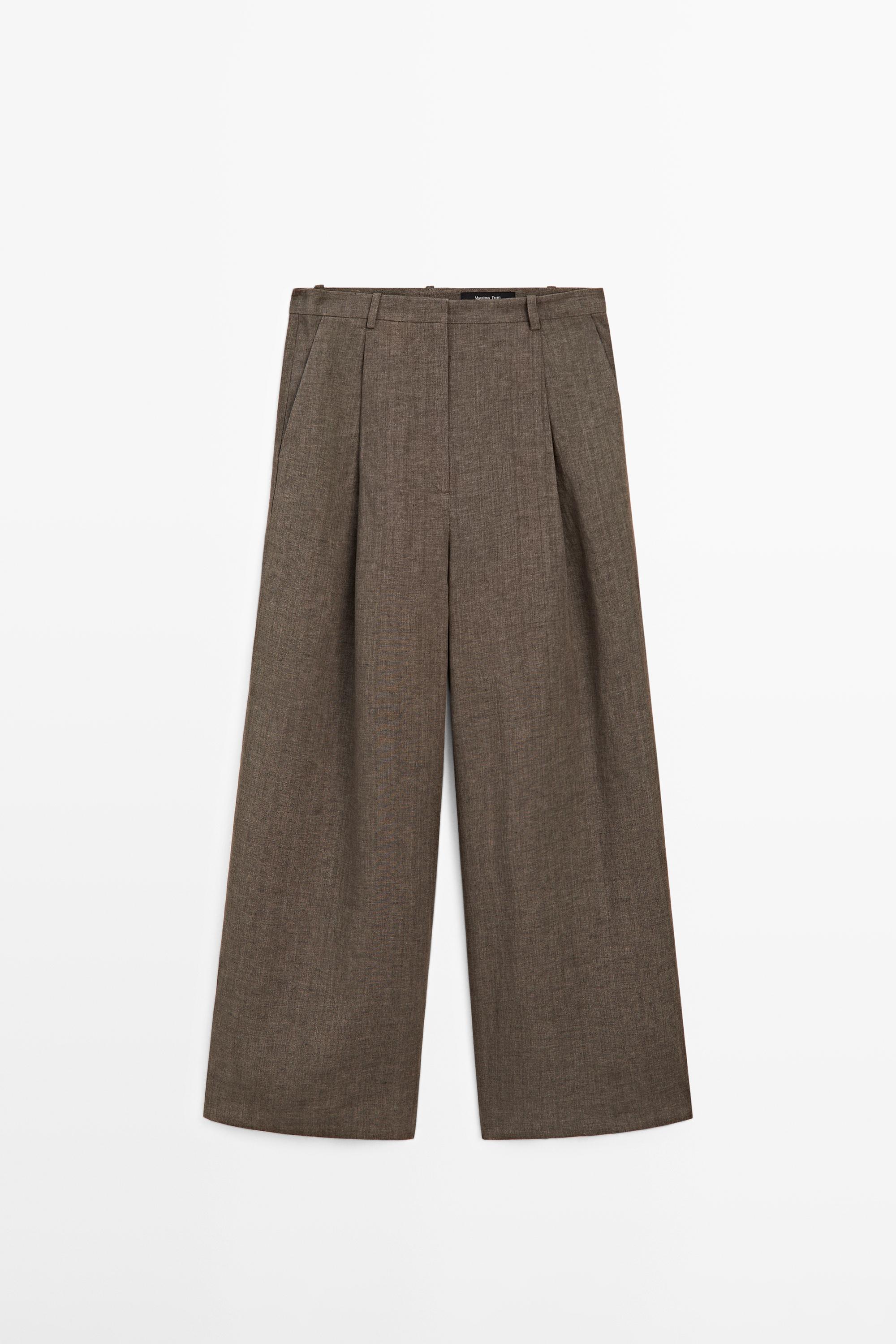 Linen melange darted trousers