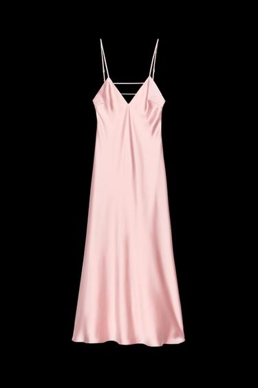 SATIN MIDI DRESS - Pastel pink by Zara