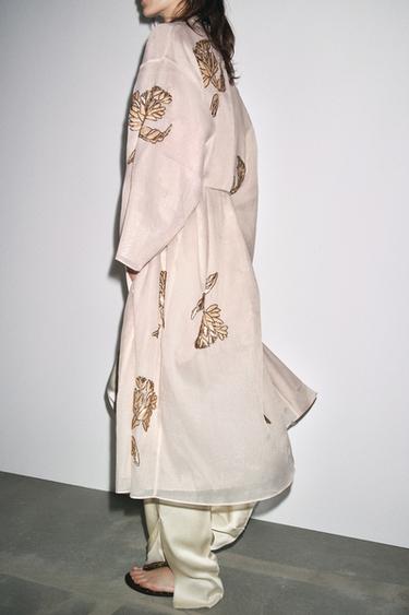 SILK KIMONO WITH EMBROIDERY AND BEADS - Sand by Zara - Image 2