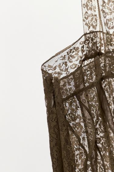 ROBE À BRETELLES AVEC DENTELLE LIMITED EDITION - Kaki de Zara - Image 5