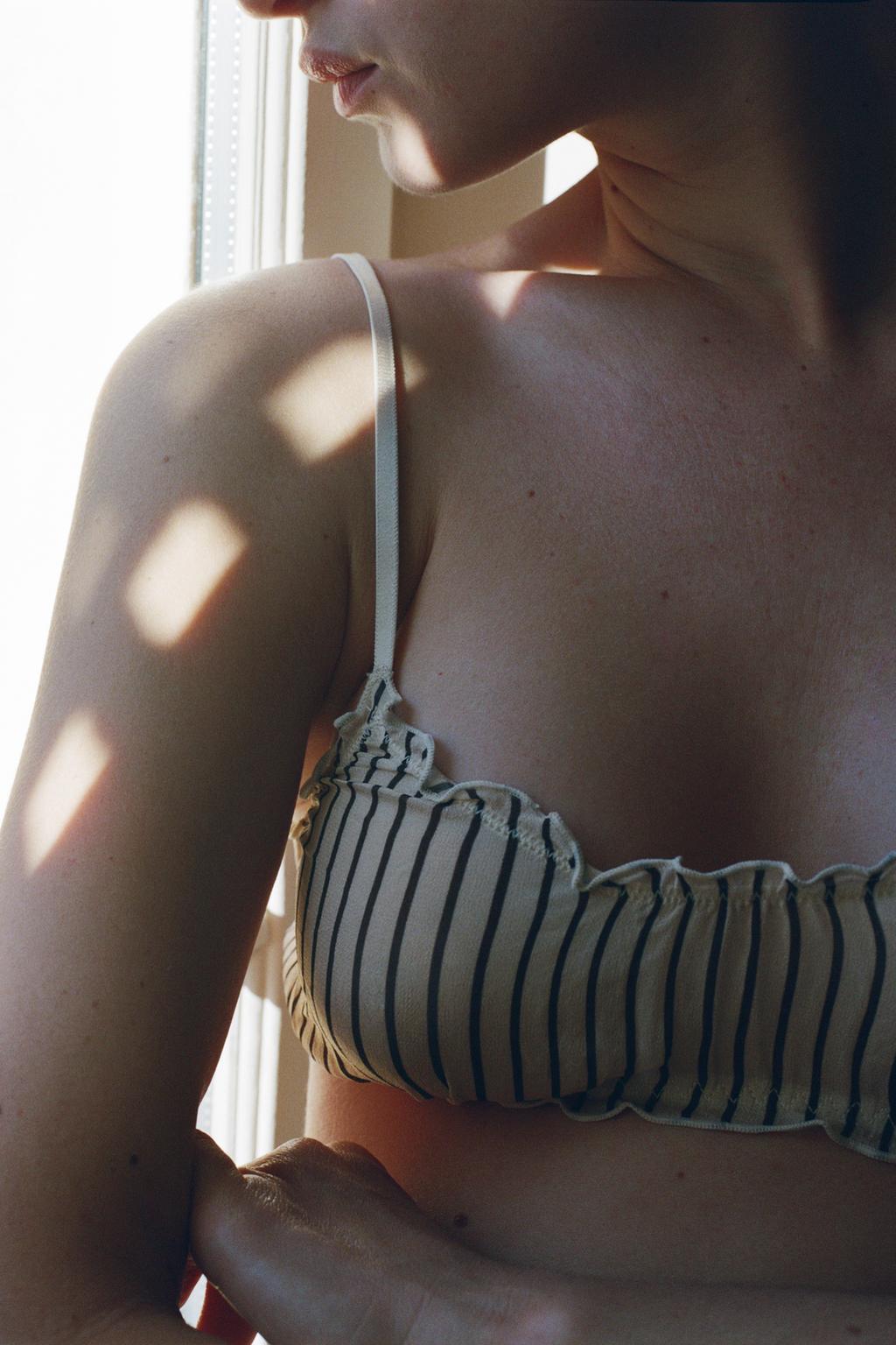 100% VISCOSE STRIPED PRINT BRA - image 2