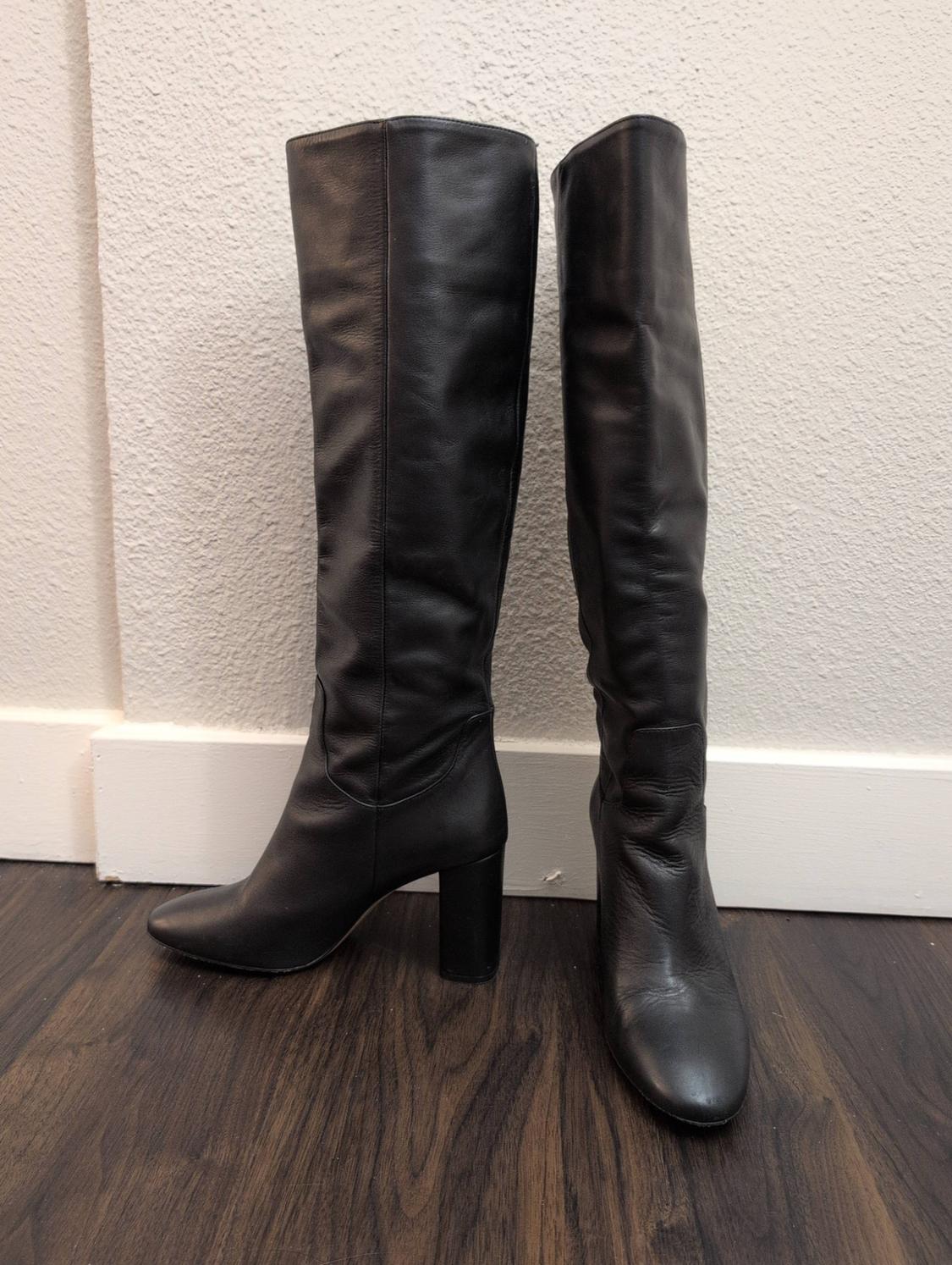 HEELED LEATHER KNEE HIGH BOOTS - Image 4