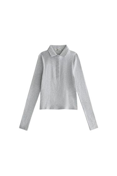 ロングスリーブ ポロシャツグレーZaraのロングスリーブ ポロシャツ - グレー 