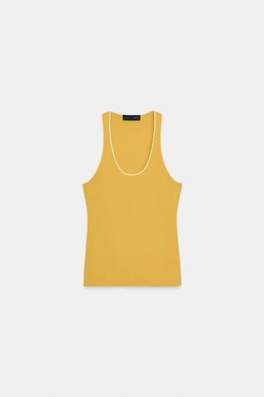 TOP PUNTO VIVO CONTRASTE - Mostaza de Zara