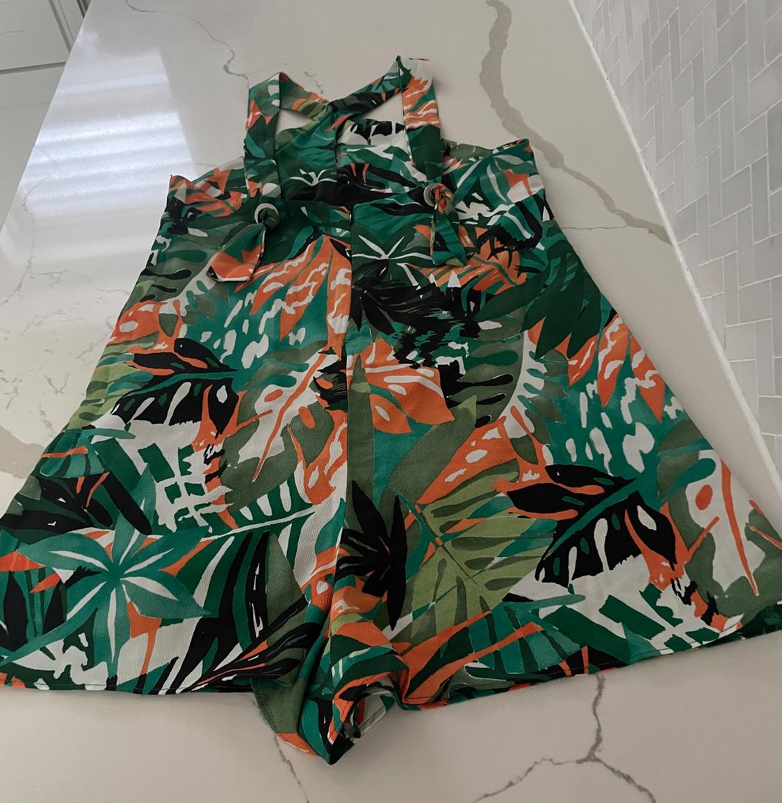 TROPICAL MULTICOLOR HALTER ROMPER - Image 4