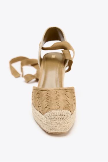 BRAIDED BODY WEDGE HEELS - Sand Brown by Zara - Image 3