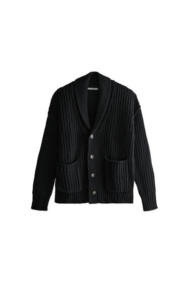 KNIT CARDIGAN - Dark grey by Zara