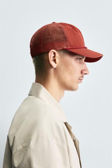 MESH CAP WITH DRAWSTRING - Red by Zara - Image 1