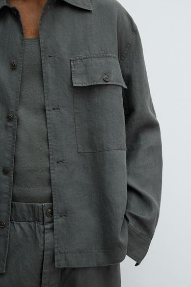 RELAXED FIT 100% HEMP OVERSHIRT - Anthracite grey by Zara - Image 4