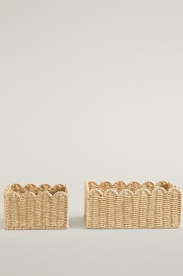 CESTO PICCOLO IN FIBRA A ONDE - Beige chiaro di Zara