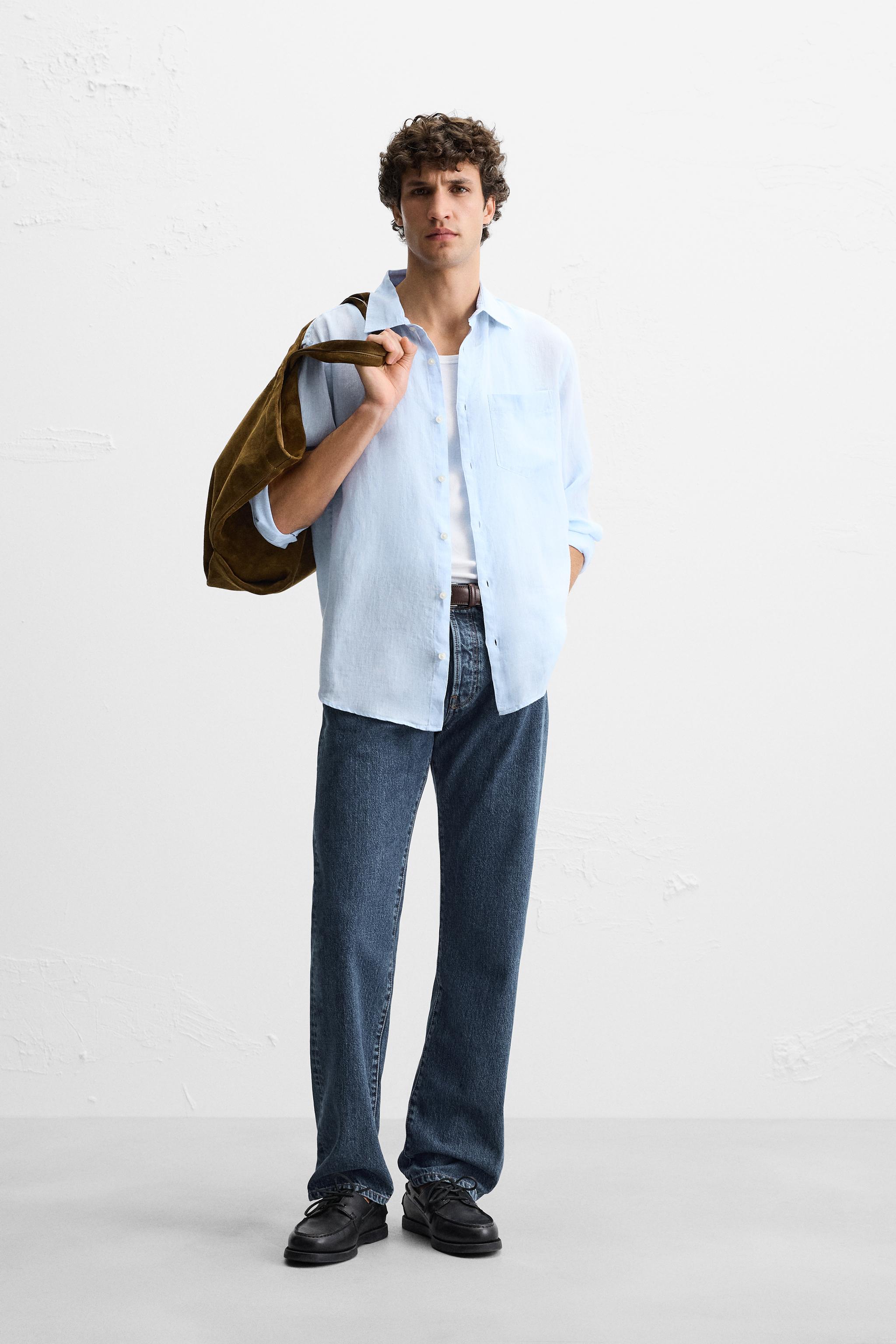リネン100% シャツ - 空色 | ZARA Japan / 日本