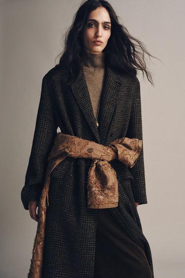 MANTEAU À CARREAUX COLLECTION ZW - Marron foncé de Zara - Image 6