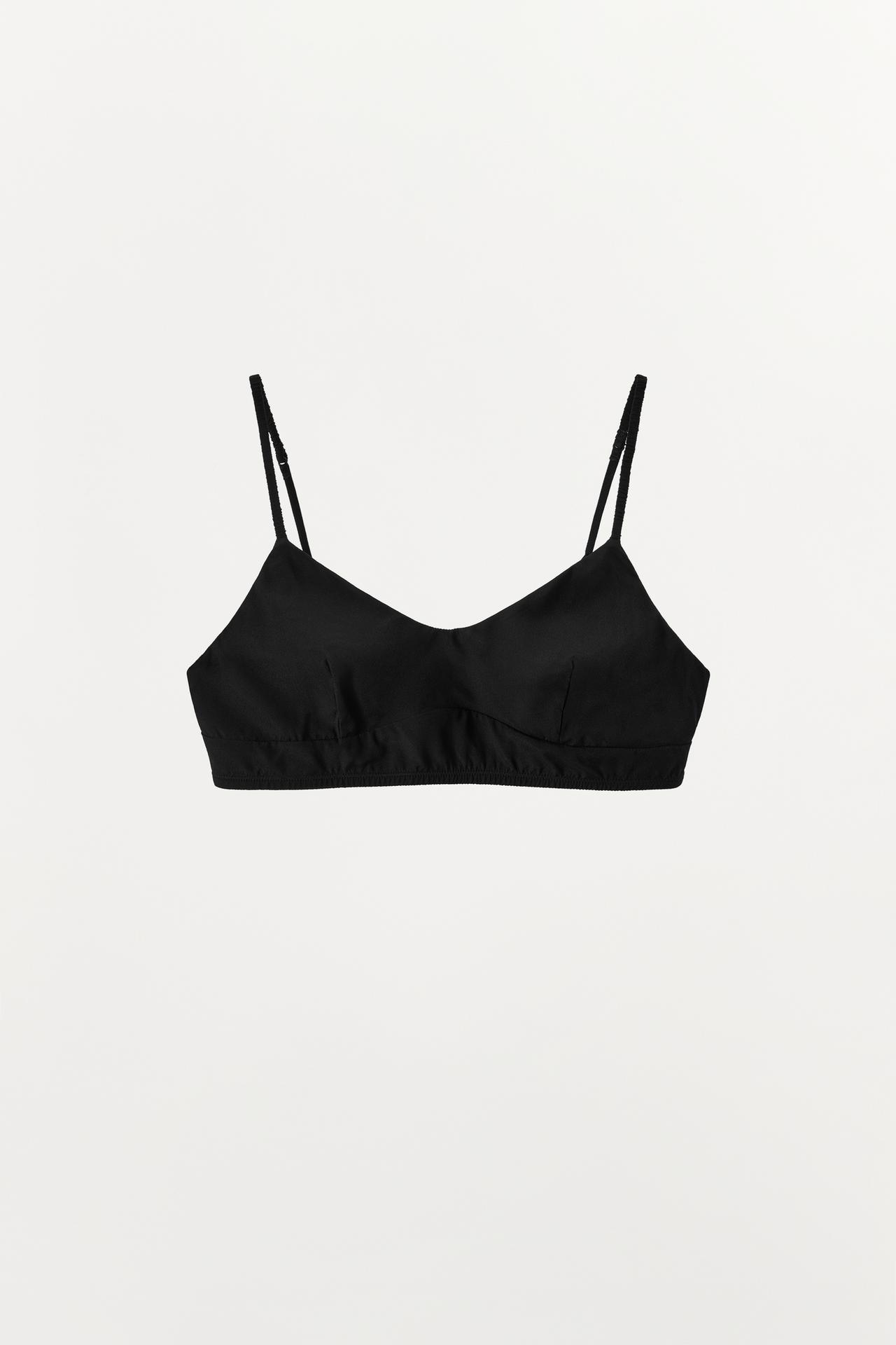 SILK BANDEAU BRA — Black