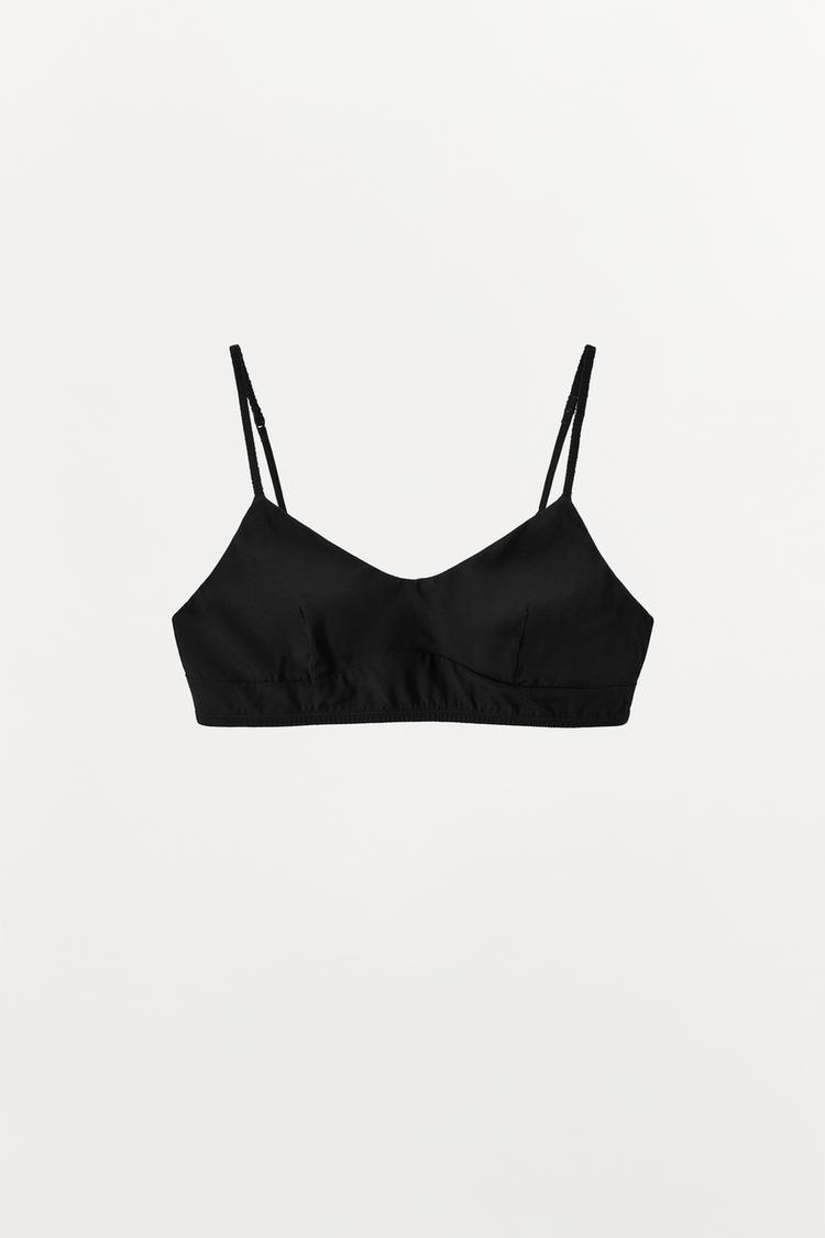 SILK BANDEAU BRA — Black