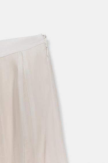 ZW COLLECTION CONTRAST FLOWING SKIRT - Oyster-white by Zara - Image 6