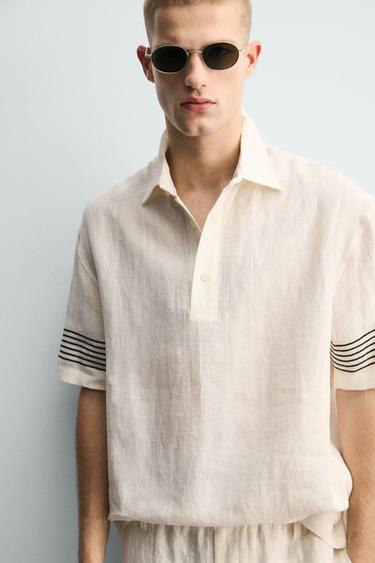 100% LINEN POLO SHIRT - Ecru by Zara