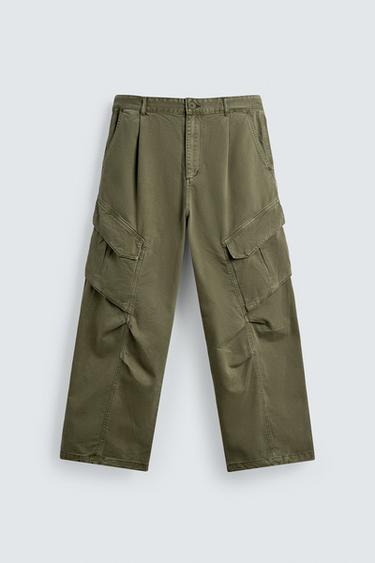 RELAXED FIT CARGO TROUSERS - Khaki by Zara - Image 0
