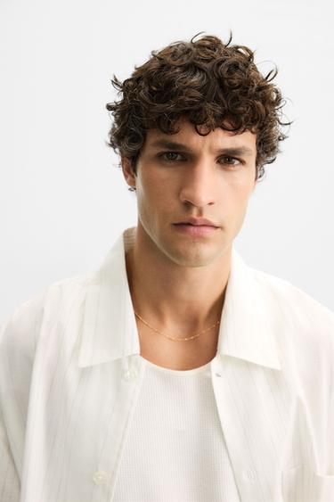 CHEMISE STRUCTURÉE À RAYURES - Blanc de Zara - Image 6