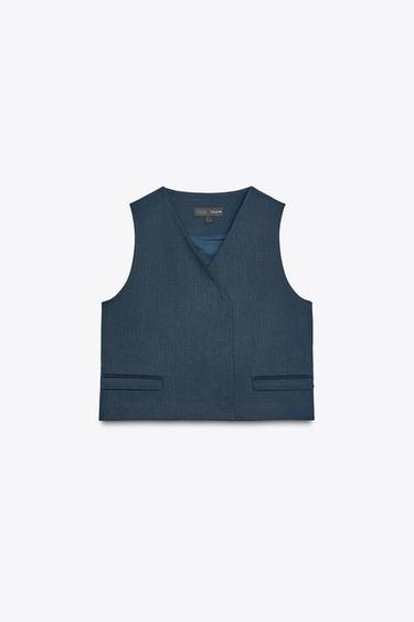 DOUBLE-BREASTED WAISTCOAT ZW COLLECTION - Navy blue by Zara