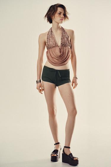 SEQUIN HALTER TOP - Pale pink by Zara - Image 2