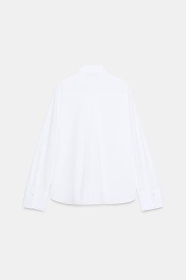 CHEMISE EN POPELINE À NŒUDS ET PERLES - Blanc de Zara - Image 7