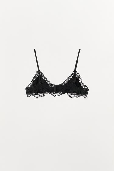 BRALETTE EN POINTELLE AVEC DENTELLE - Noir de Zara - Image 3