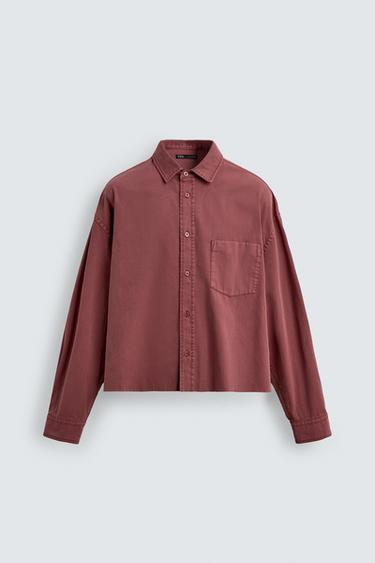 WASHED BOXY FIT SHIRT - Reddish by Zara