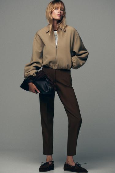 Zara HIGH-WAISTED PANTS - Brown